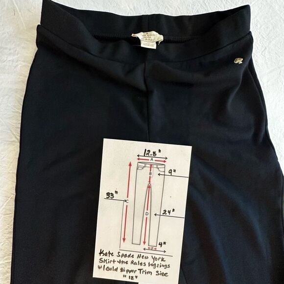 Kate Spade Girls Black leggings with zipper detail Size 12 - Picture 10 of 10